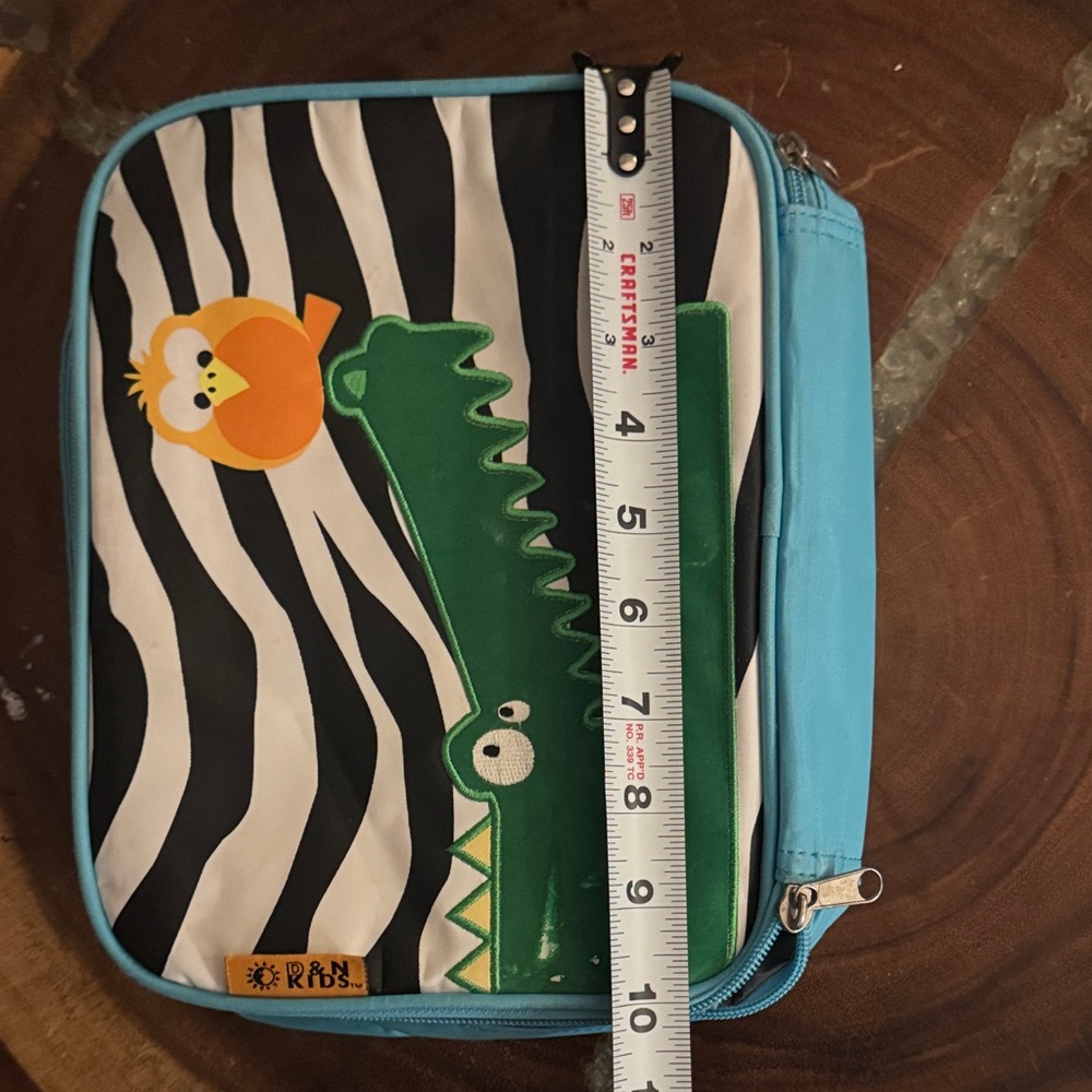 Zebra Turquoise Blue Insulated Lunch Bag Handle Zipper Closure Alligator Bird - Picture 5 of 7
